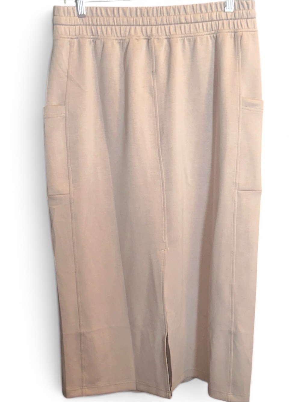 Rae Mode Lg Elegant Tan Midi Skirt with Pockets - Picture 3 of 5
